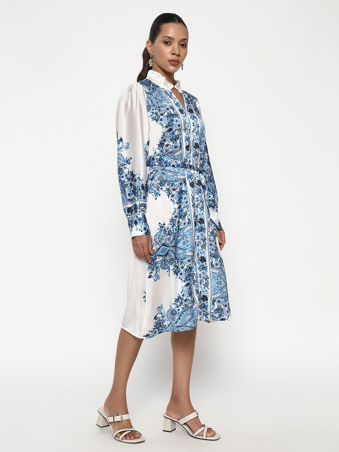 Azure Bloom Shirt Dress
