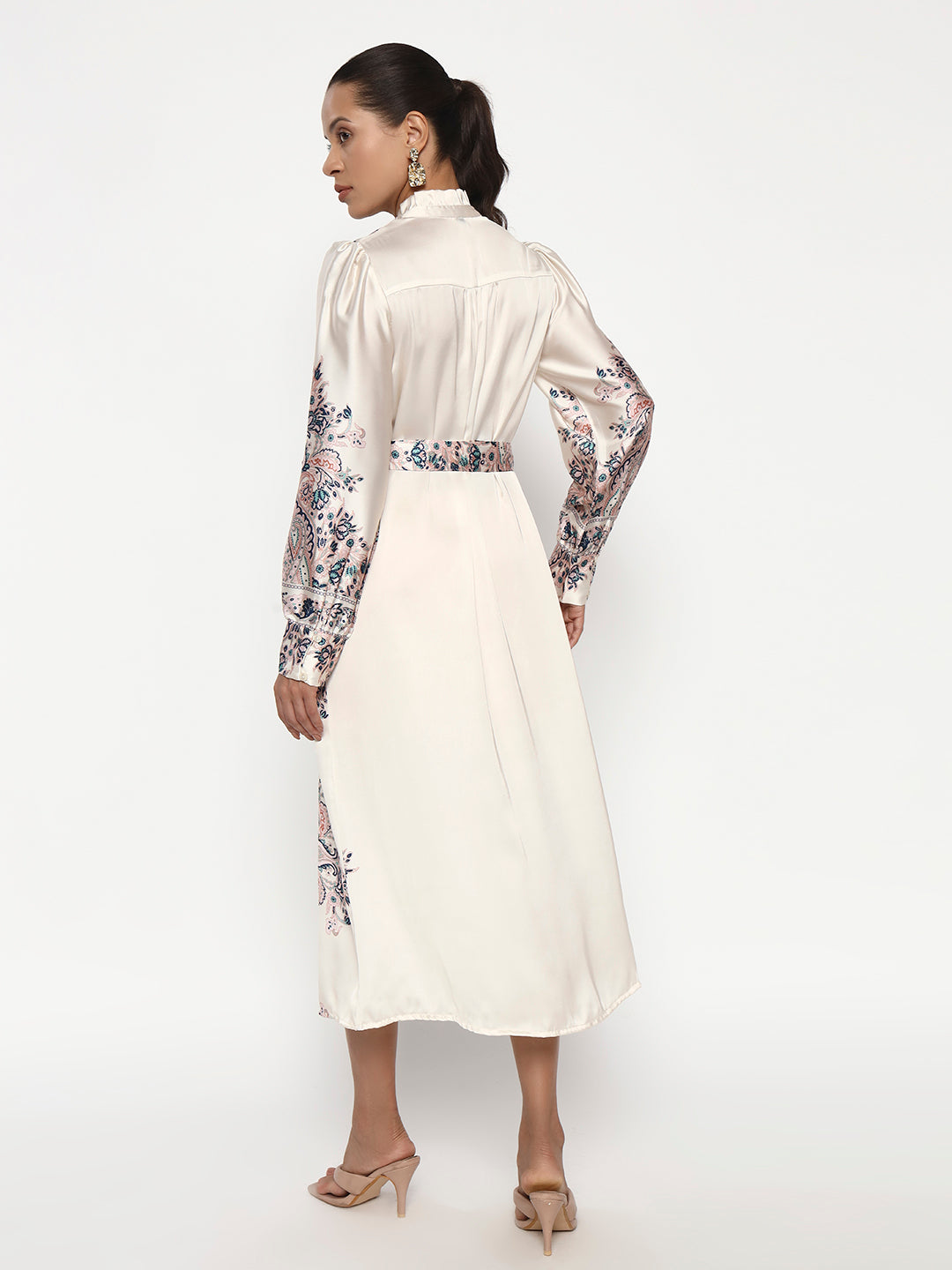 Vintage Paisley Print Midi Deress
