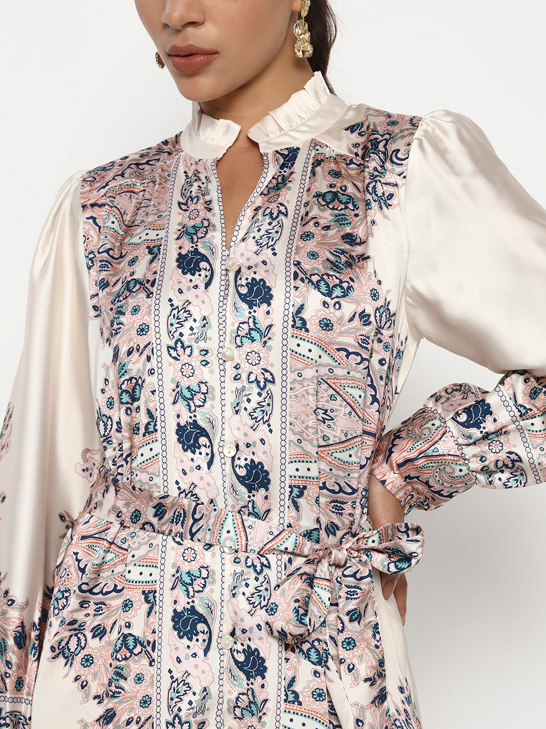 Vintage Paisley Print Midi Deress