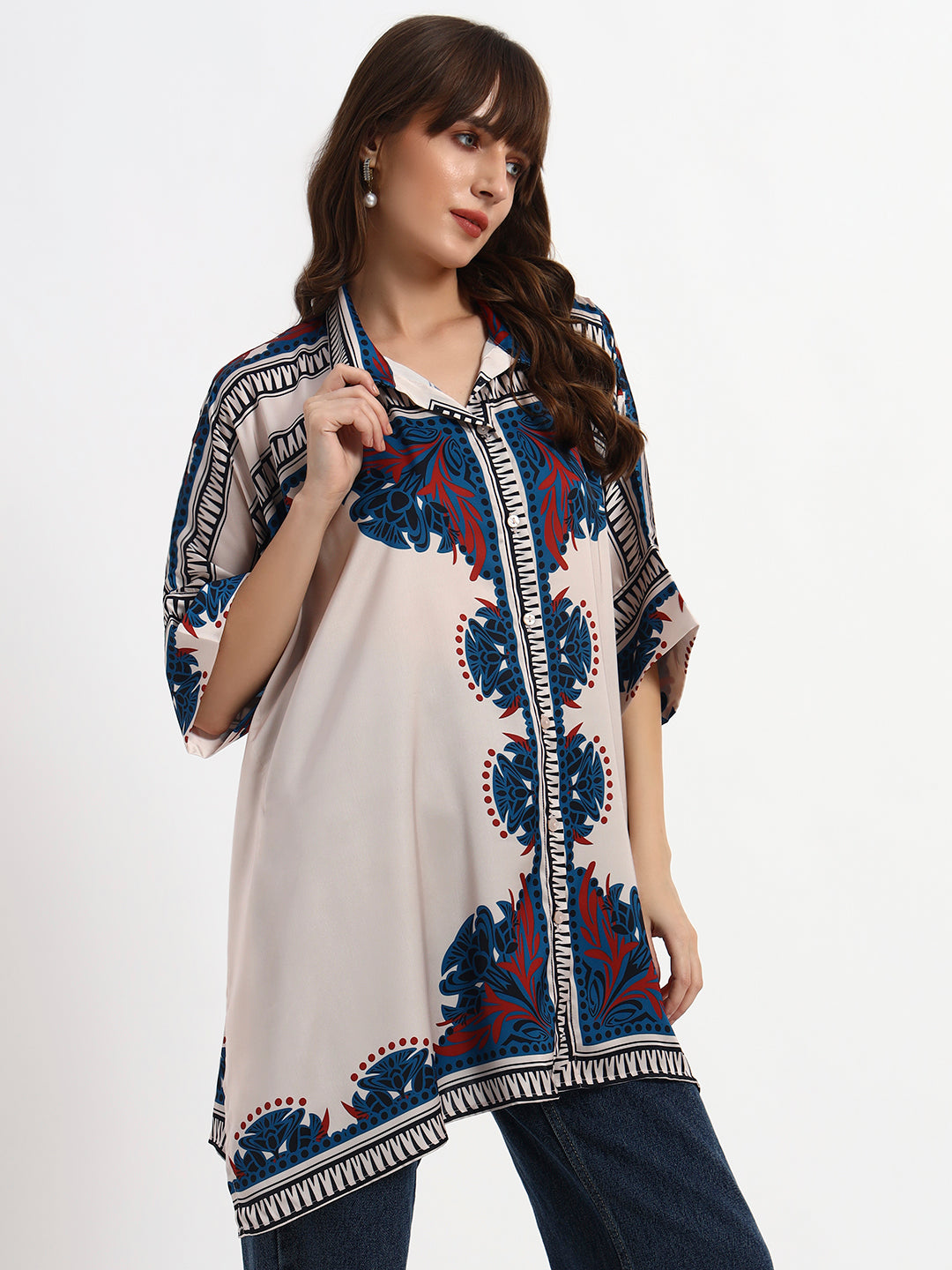 Boho Chic Printed Kaftan Shirt Top