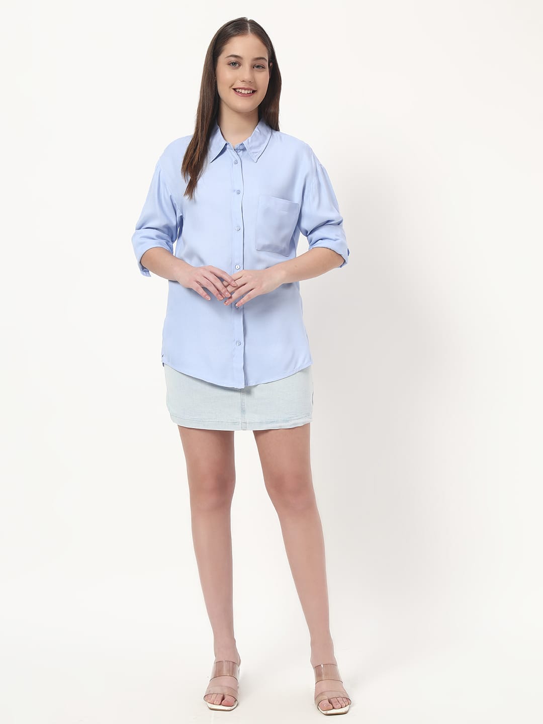 Women's Light Blue Button-Down Shirt