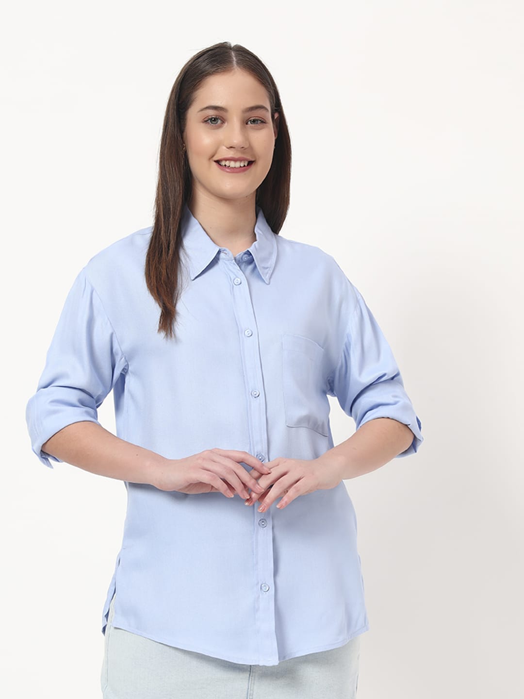 Women's Light Blue Button-Down Shirt