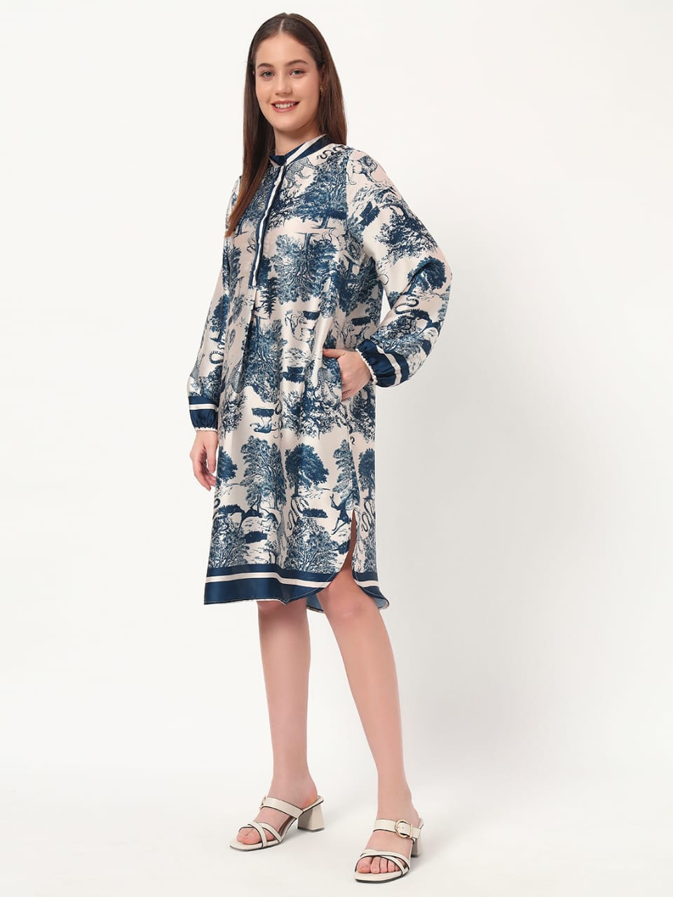 Midnight Safari Satin Shirt Dress