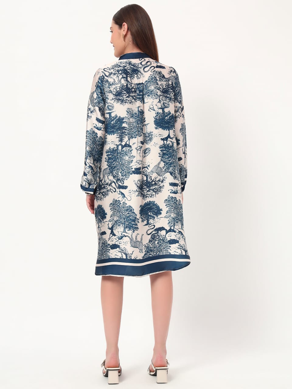 Midnight Safari Satin Shirt Dress