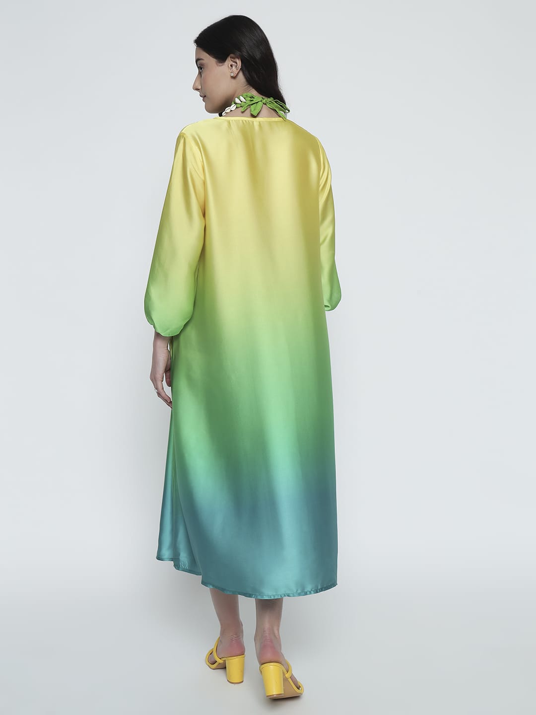 Tropical Ombre Satin Swing Dress