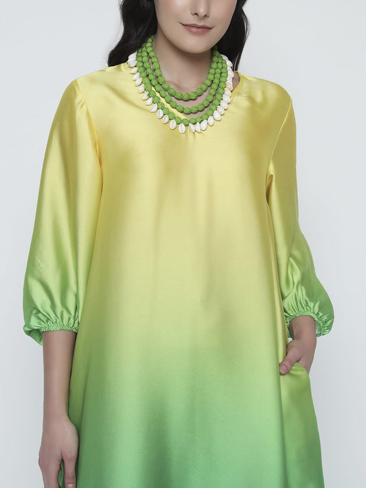 Tropical Ombre Satin Swing Dress