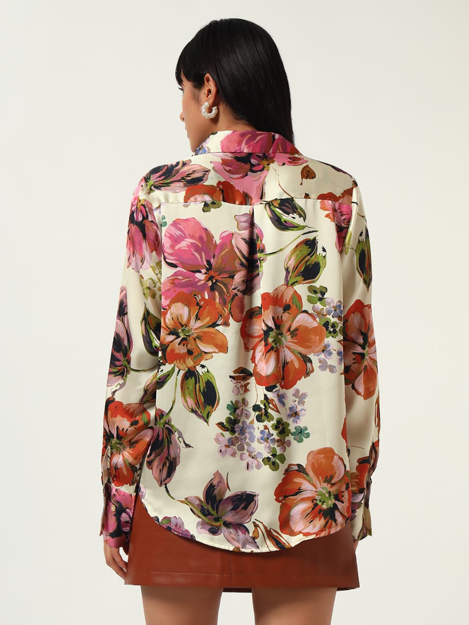 Satin Floral Print Shirt