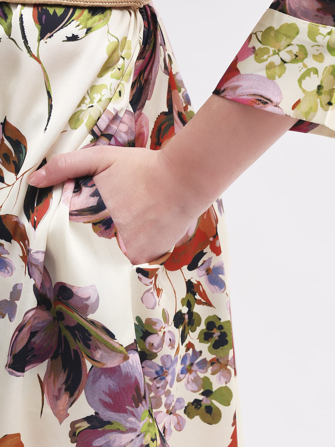 Floral Print Shirt Dress without Belt