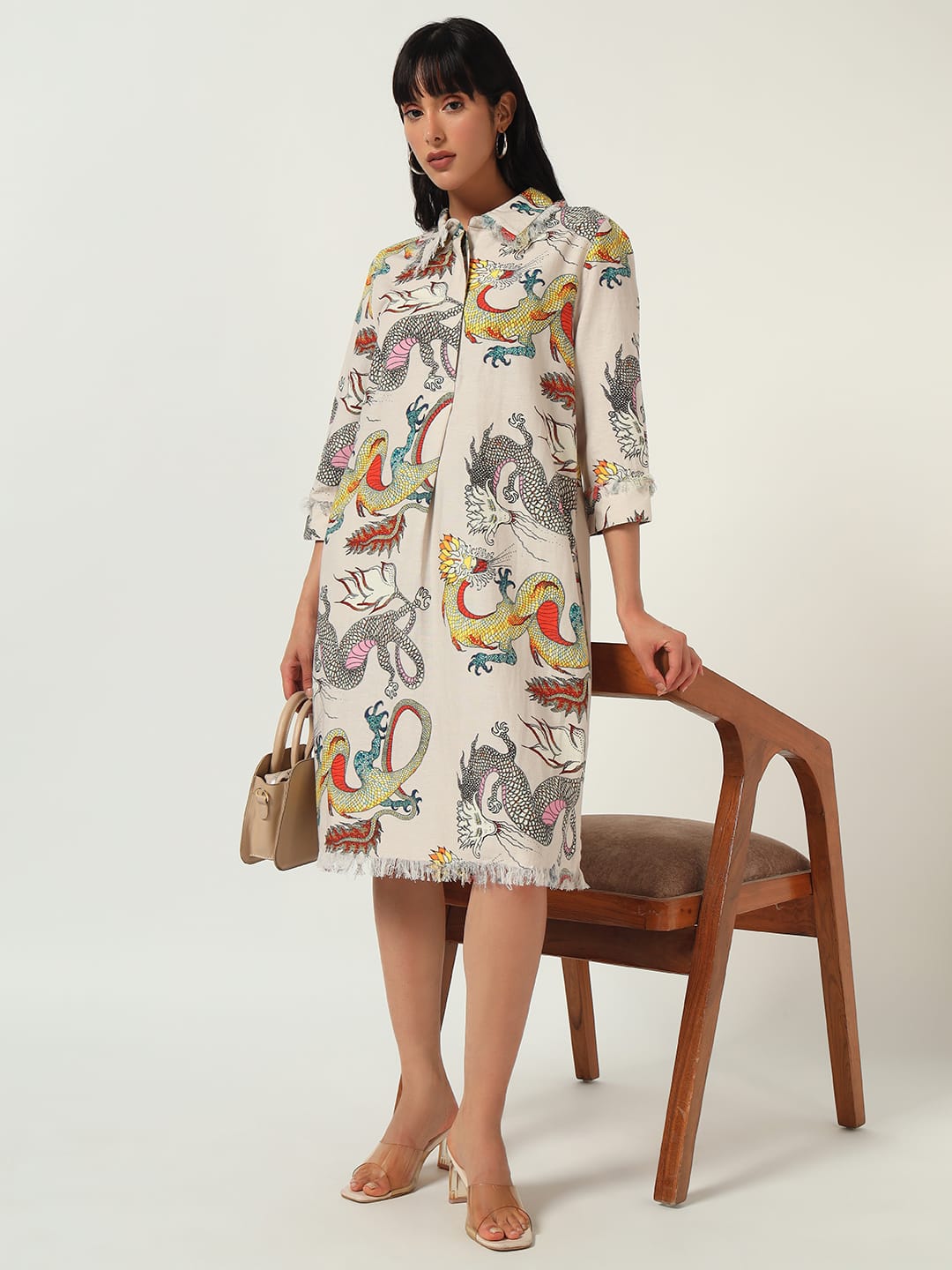 Dragon Print Shirt Dress
