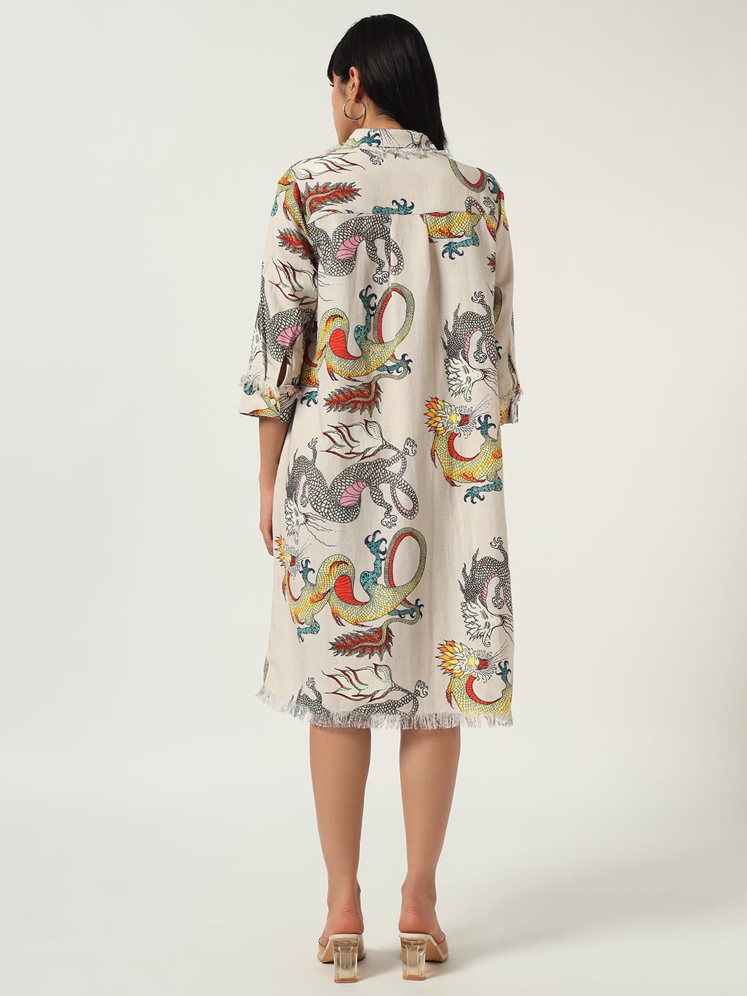 Dragon Print Shirt Dress