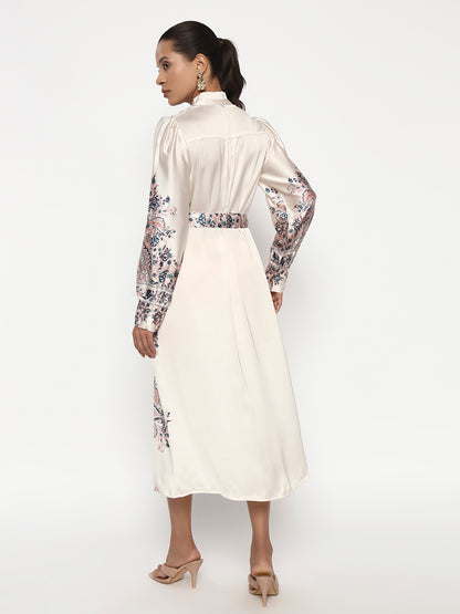 Vintage Paisley Print Midi Deress