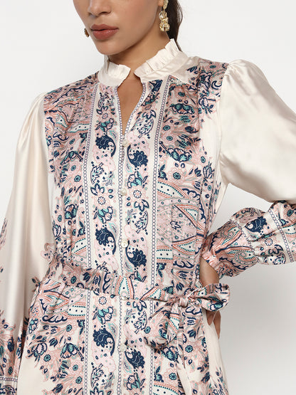 Vintage Paisley Print Midi Deress