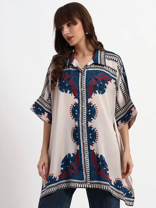 Boho Chic Printed Kaftan Shirt Top