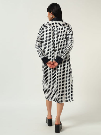 Monochrome Polka Dot Shirt Dress