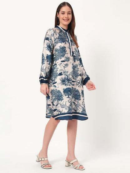 Midnight Safari Satin Shirt Dress