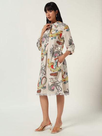 Dragon Print Shirt Dress